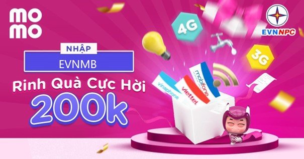 Khách hàng thanh toán tiền điện, nhập mã “EVNMB”, nhận ngay quà tặng từ MoMo