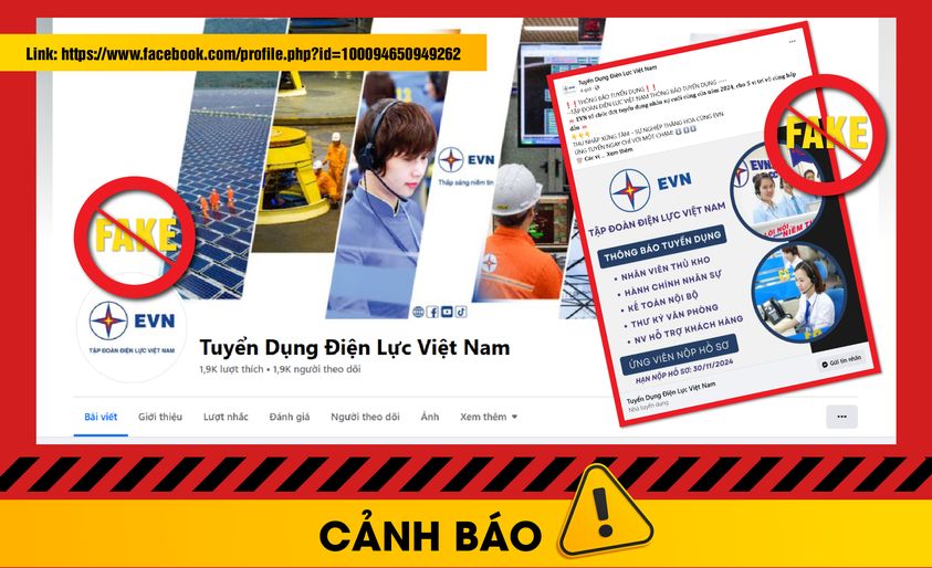 CẢNH BÁO FANPAGE GIẢ MẠO THƯƠNG HIỆU EVN ĐỂ ĐĂNG THÔNG TIN TUYỂN DỤNG