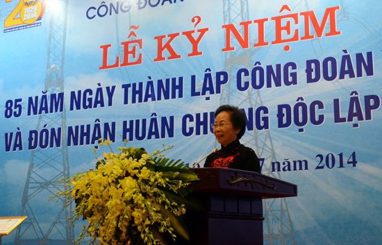 Phó chủ tịch nước Nguyễn Thị Doan: "Công đoàn Điện lực Việt Nam đã làm tốt vai trò của mình"
