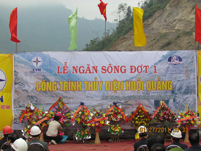Lễ ngăn sông đợt 1 công trình Thủy điện Huội Quảng