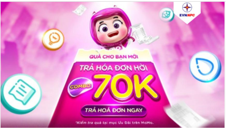 Thanh toán hóa đơn Điện với combo quà 70.000Đ của MoMo