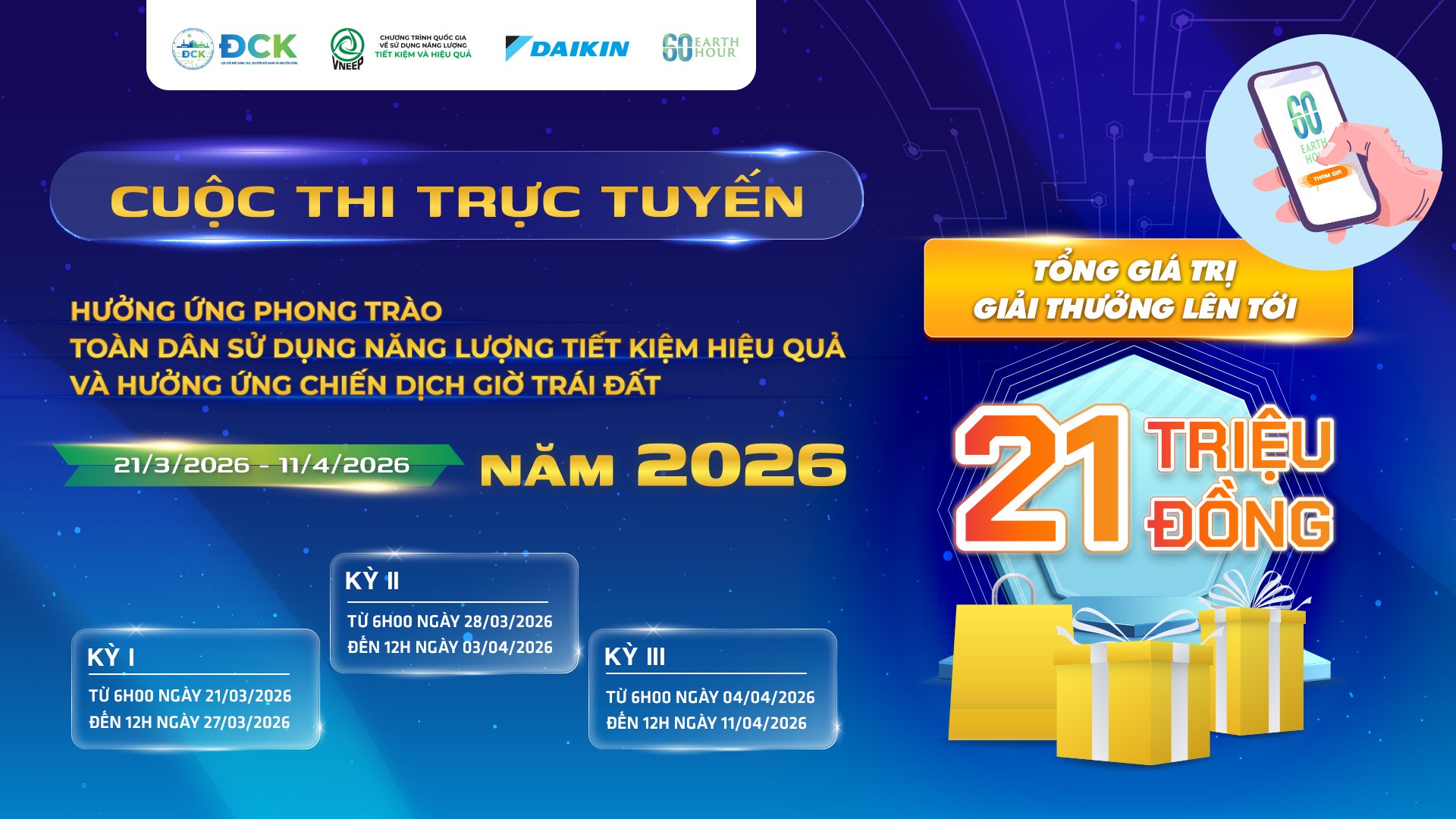 Sắp diễn ra cuộc thi trực tuyến hưởng ứng phong trào “Toàn dân sử dụng năng lượng tiết kiệm hiệu quả và hưởng ứng Chiến dịch Giờ Trái đất năm 2026”