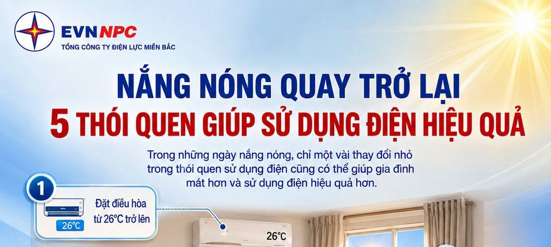 NẮNG NÓNG QUAY TRỞ LẠI – HÃY SỬ DỤNG ĐIỆN HIỆU QUẢ HƠN MỖI NGÀY