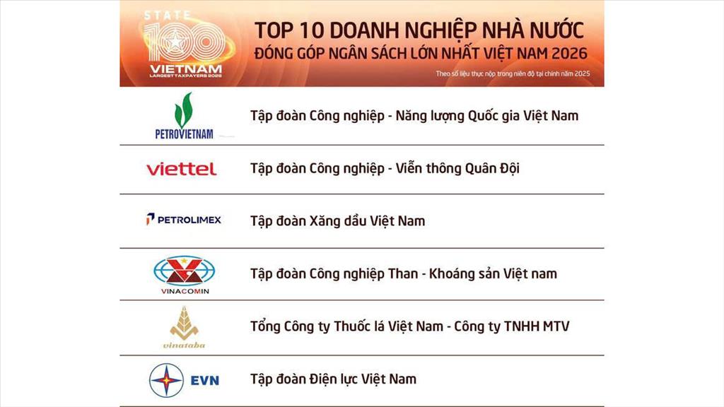EVN thuộc Top 10 doanh nghiệp nhà nước nộp ngân sách lớn nhất Việt Nam
