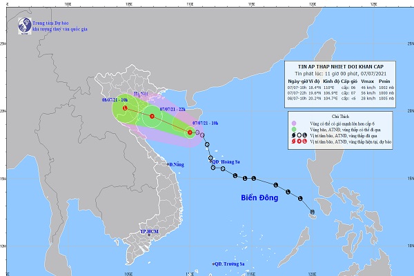 Tin áp thấp nhiệt đới khẩn cấp