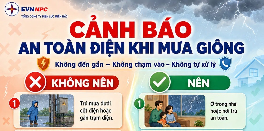 CẢNH BÁO AN TOÀN ĐIỆN KHI MƯA GIÔNG