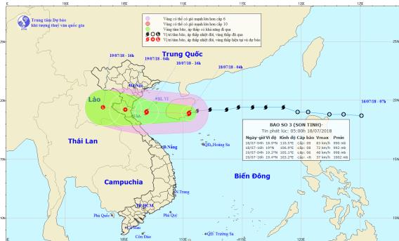 Tin bão khẩn cấp: Cơn bão số 3 (Son Tinh)