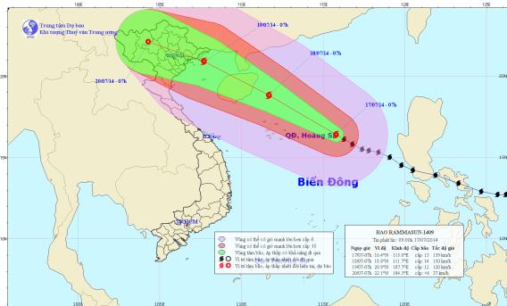 Tin bão trên biển đông (Cơn bão số 2 cập nhật hồi 09h ngày 17/07/2014)
