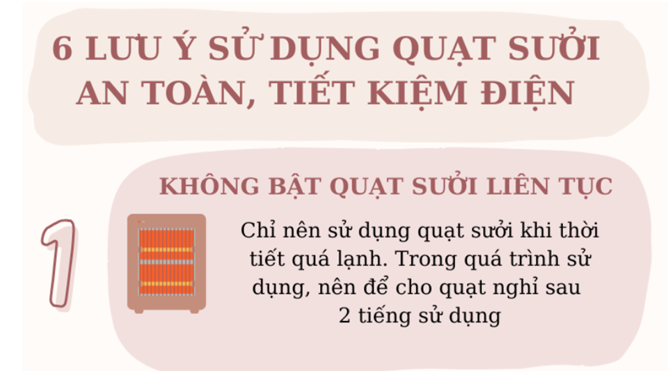 Sử dụng quạt sưởi an toàn, tiết kiệm