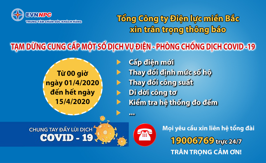 Tổng Công ty Điện lực miền Bắc xin trân trọng thông báo