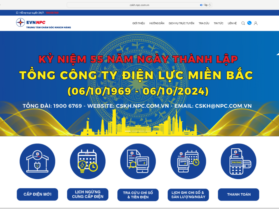 Công cụ tra cứu “Lịch ngừng giảm cung cấp điện” trên Website Chăm sóc khách hàng